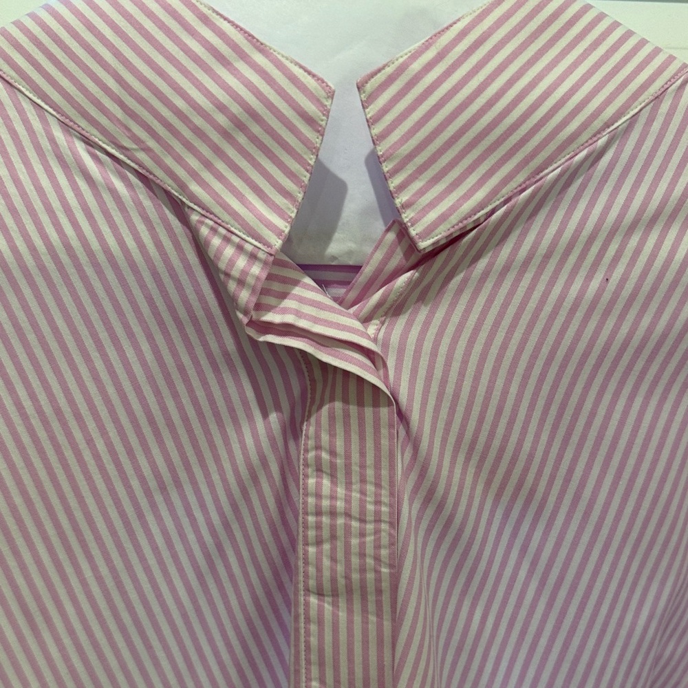 Lot of 2 Ann Mashburn Striped popover Shirts in Dark Blue and Pink - Picture 5 of 5